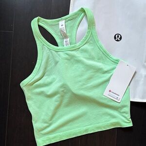 LULULEMON SWIFTLY TECH CROPPED RACERBACK TANK 2.0 in CITRA LIME SZ 8 NWT
